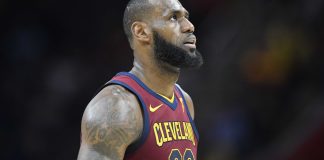 Nov 1, 2017; Cleveland, OH, USA; Cleveland Cavaliers forward LeBron James (23) reacts in the fourth quarter against the Indiana Pacers at Quicken Loans Arena. Mandatory Credit: David Richard-USA TODAY Sports