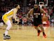 Dec 31, 2017; Houston, TX, USA; Houston Rockets guard James Harden (13) drives to the basket while Los Angeles Lakers guard Tyler Ennis (10) defends during the second quarter at Toyota Center. Mandatory Credit: Erik Williams-USA TODAY Sports